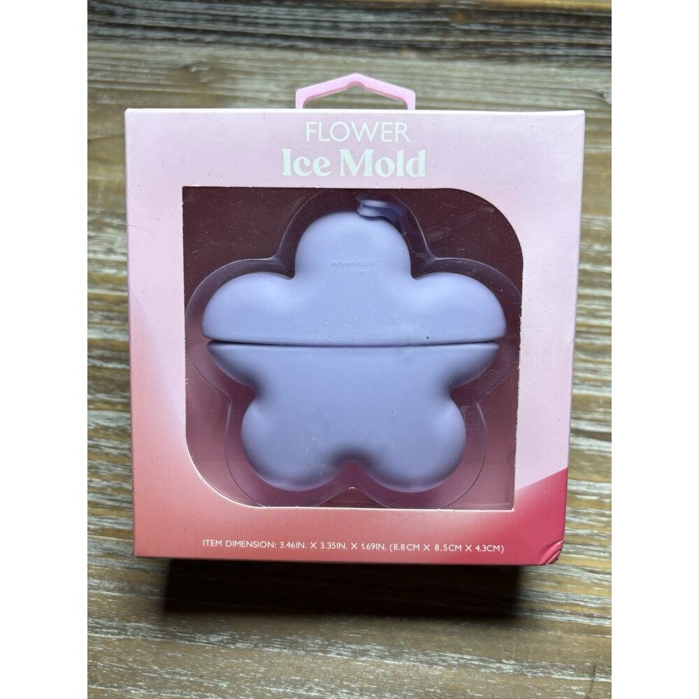 Silicone Flower Ice Cube Mold Tray Purple Washable Floral Shape 1 Hole